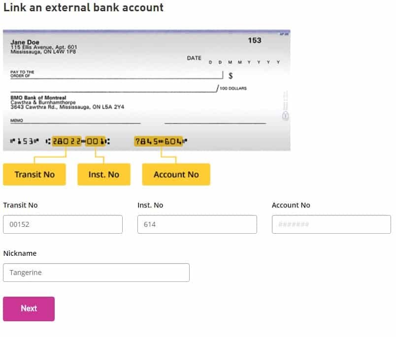 How to Connect Tangerine to EQ Bank Step 4