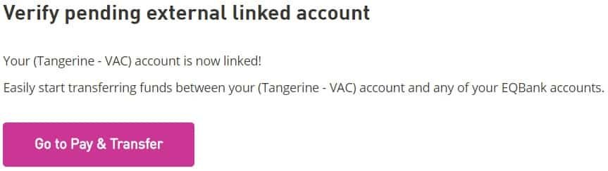 How to Connect Tangerine to EQ Bank Step 9