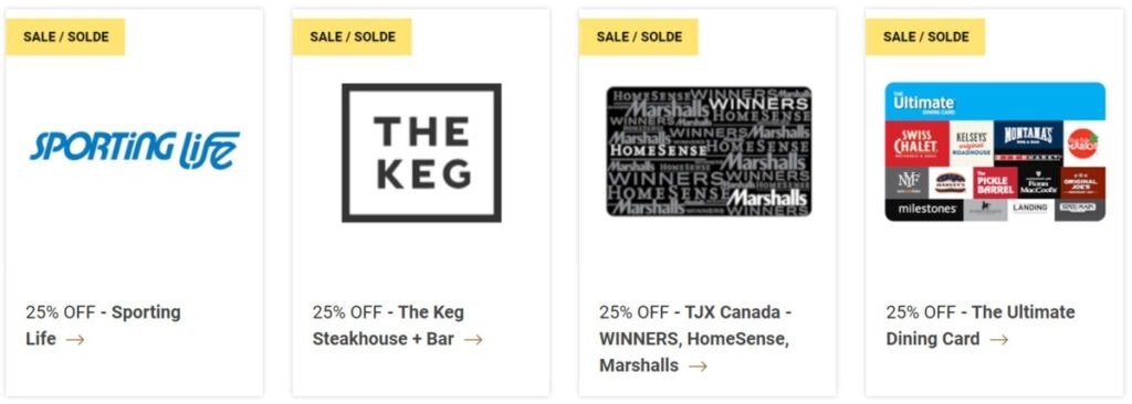RBC Rewards gift cards