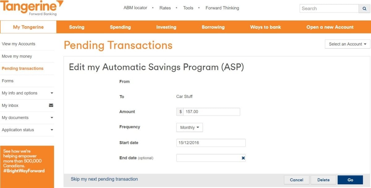 Edit my Automatic Savings Program